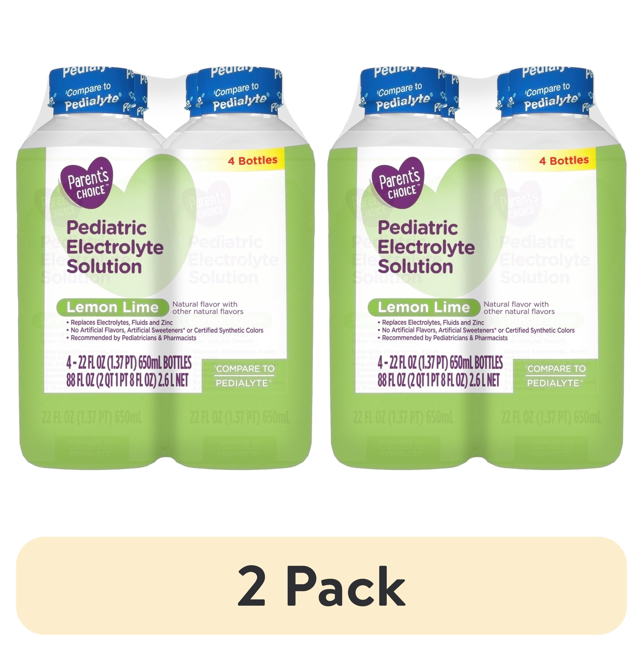 (2 pack) Parent's Choice Electrolyte Solution, Lemon Lime, Dye-Free, for Kids and Adults, 22 fl oz, 4 Count