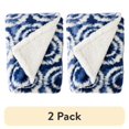 thumbnail image 1 of (2 pack) Parent's Choice Plush Blue Tie Dye Blanket with Faux Sherpa Lining for Toddler, 30" x 40", 1 of 9