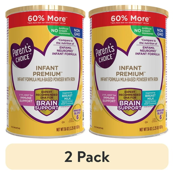 (2 pack) Parent's Choice Premium Baby Formula Milk-Based Powder, Non-GMO with Iron & DHA, 36 oz Canister