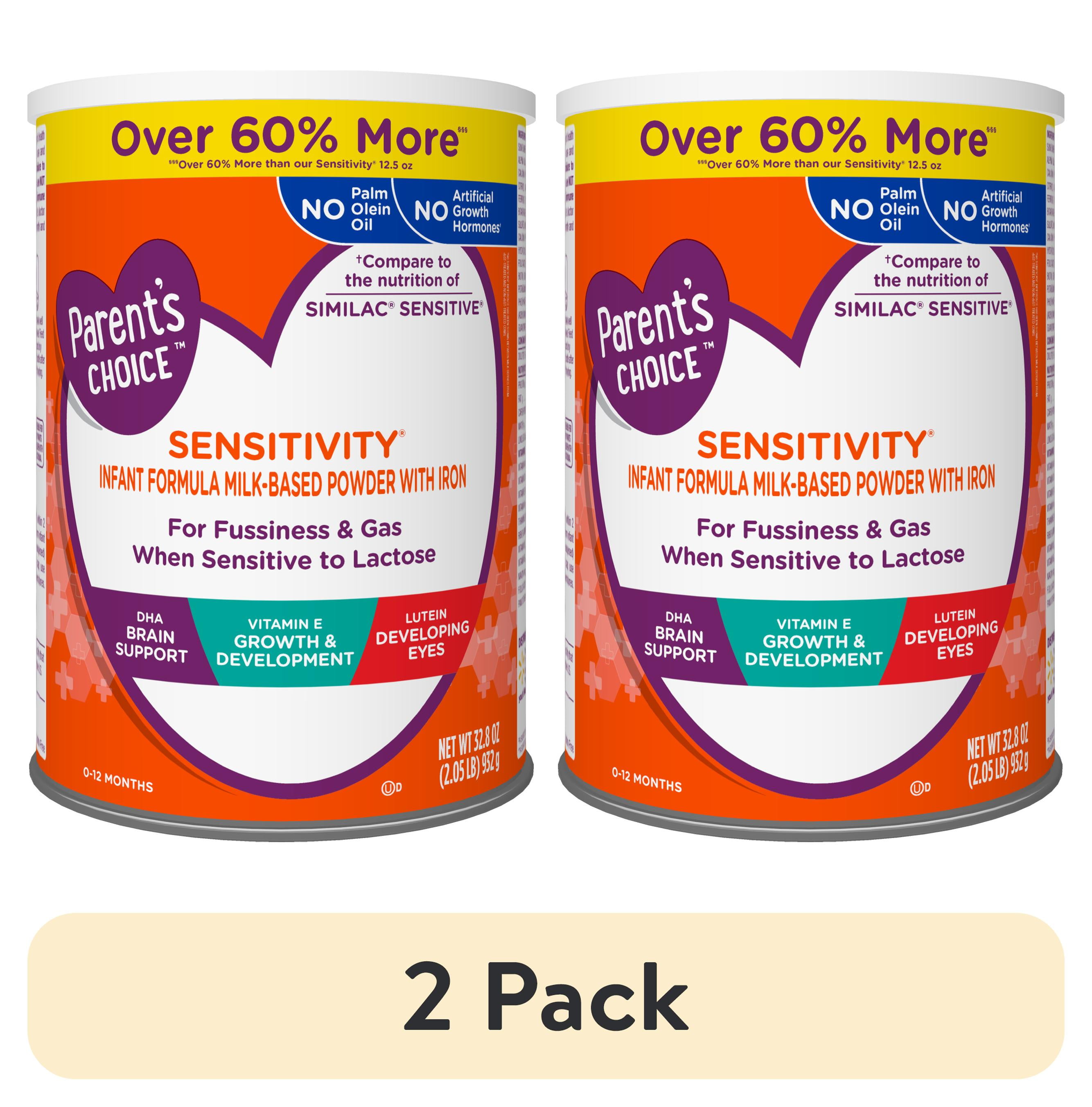 (2 pack) Sensitivity Infant Formula Milk-Based Powder with Iron; for Fussiness and Gas When Sensitive to Lactose; DHA, Vitamin E and Lutein; No Artificial Growth Hormones