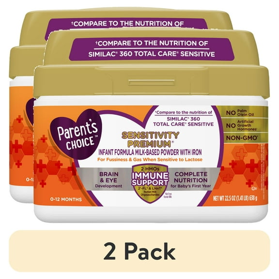 (2 pack) Parent's Choice Sensitivity Premium Baby Formula with Iron, Dual HMOs, 638 Gram