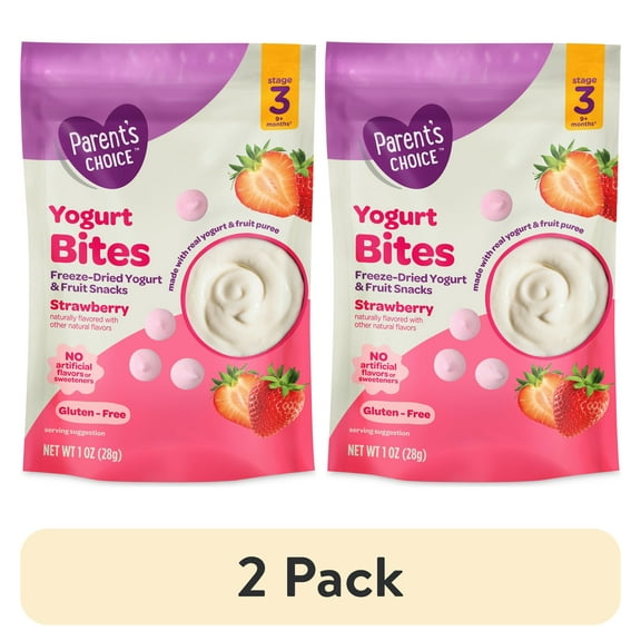 (2 pack) Parent’s Choice™ Strawberry Stage 3 Toddler Yogurt Bites Snack, 1 oz Pouch