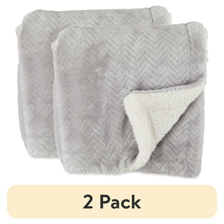 (2 pack) Parent's Royal Plush Blanket for Baby Boys and Girls, Gray, 30" x 40"