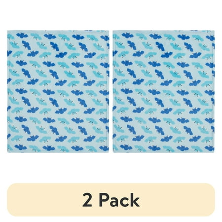 (2 pack) Parents Choice Halloween, Blue, Bat, Blanket