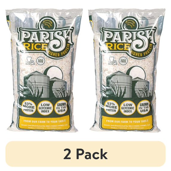 (2 pack) Parish Rice, High Protein, Long Grain White Rice with Low Glycemic Index, 2lb Bag