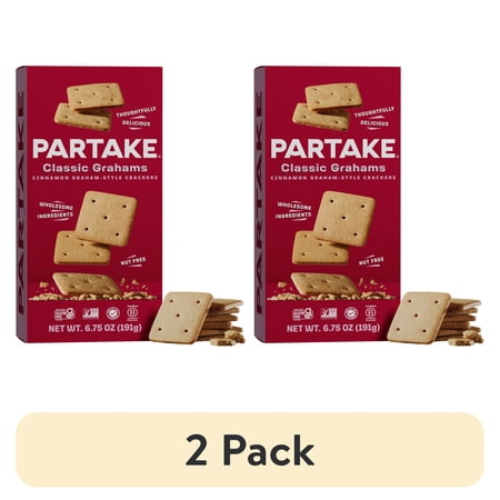 (2 pack) Partake Classic Graham Crackers, Vegan & Gluten-Free, Shelf-Stable, Crunchy, Baked, 6.75 oz