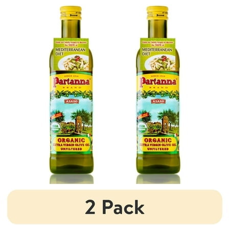 (2 pack) Partanna Organic Unfiltered Extra Virgin Olive Oil, 25.5 fl oz