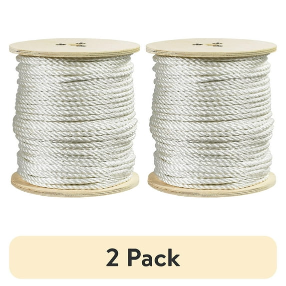 (2 pack) Partners Brand Polyester Rope .25" x 600 ft. White (TWR136)
