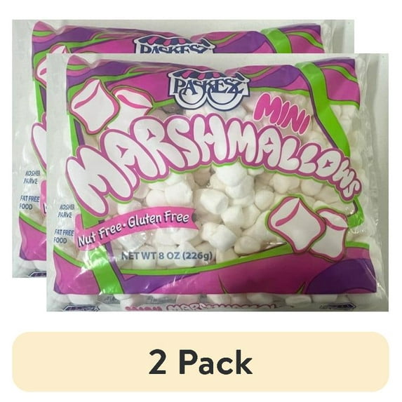 (2 pack) Paskesz Mini White Marshmallows, 8 oz