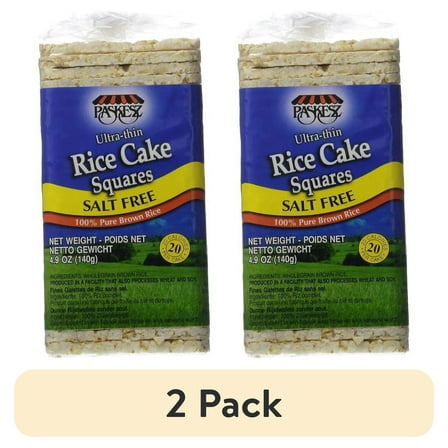 (2 pack) Paskesz Ultra-Thin Rice Cake Squares Plain, 4.9oz