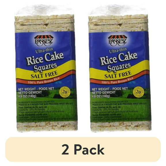 (2 pack) Paskesz Ultra-Thin Rice Cake Squares Plain, 4.9oz