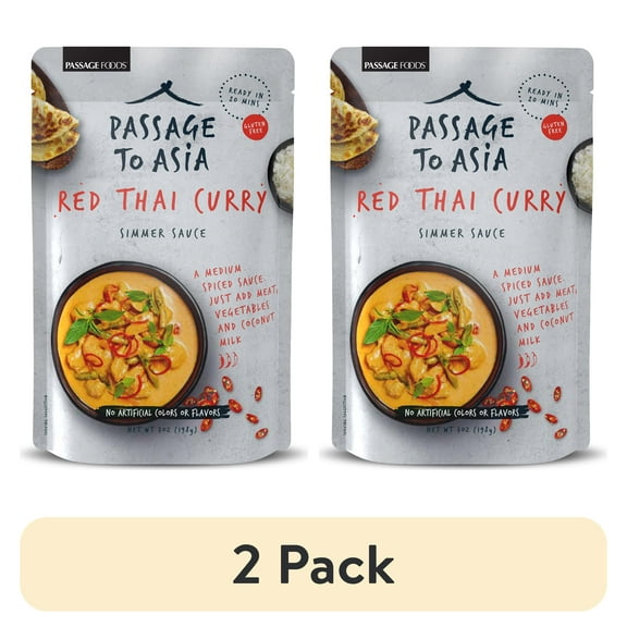 (2 pack) Passage Foods Passage to Asia Gluten Free Red Thai Curry Stir Fry Sauce, 7 oz