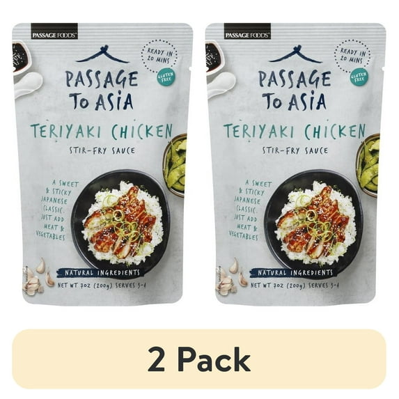 (2 pack) Passage Foods Passage to Asia Gluten Free Teriyaki Chicken or Veggie Stir Fry Sauce, 7 oz