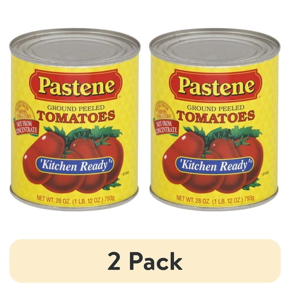 (2 pack) Pastene Ground Peeled Tomatoes 28 oz, Gluten-Free, No Preservatives