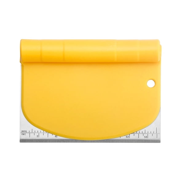 2 pack Pastry Bench Scraper, Kitchen Scraper Food Scraper Tool Pizza Cutter Food Chopper, Multi-Purpose Kitchen Gadgets, Yellow