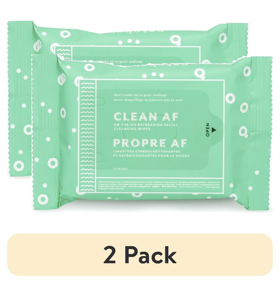 (2 pack) Patchology Clean AF On-the-go Refreshing Facial Cleansing Wipes, 15 Count