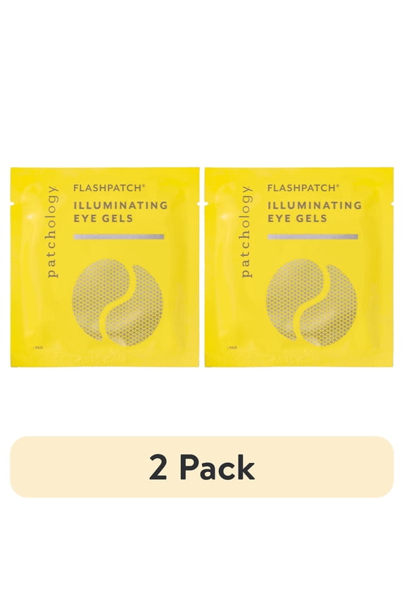 (2 pack) Patchology FlashPatch Illuminating Under Eye Face Mask Gels, Single Pack