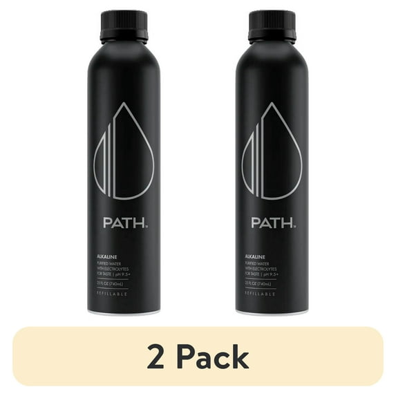 (2 pack) Pathwater Ultra-Purified Alkaline Water, 25 fl oz, Single Aluminum Bottle