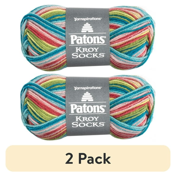 (2 pack) Patons Kroy Socks Yarn-Meadow Stripes