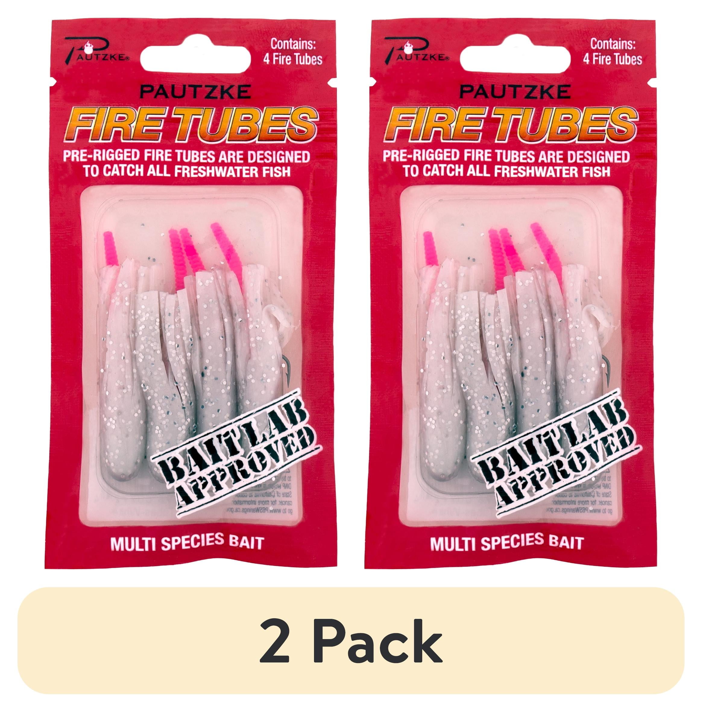 (2 pack) Pautzke Fire Tubes White Multi-Species Fishing Lure with Hooks