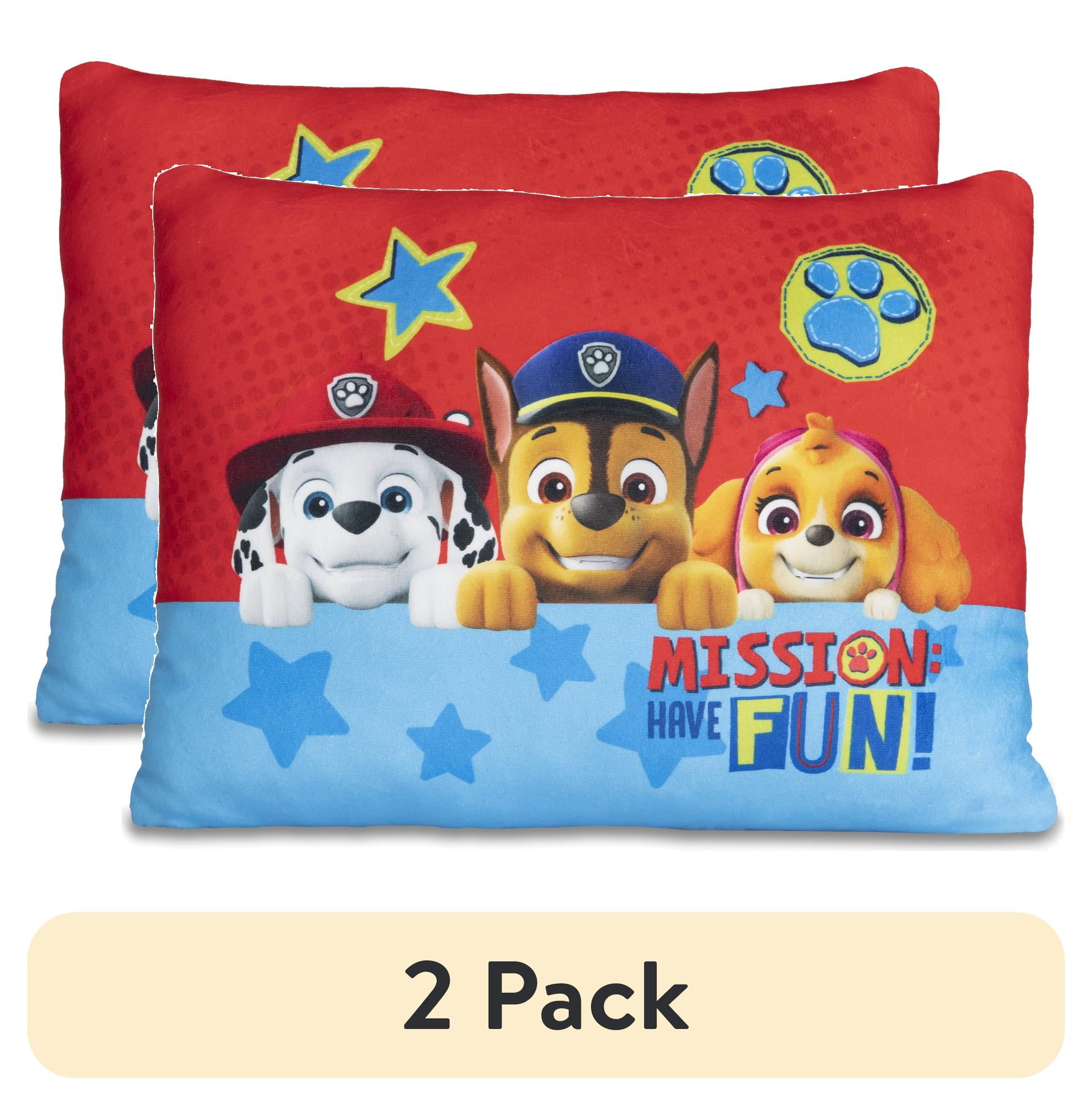 (2 pack) Paw Patrol "Mission Fun" Squishy Toddler Pillow, 12"x15", Red