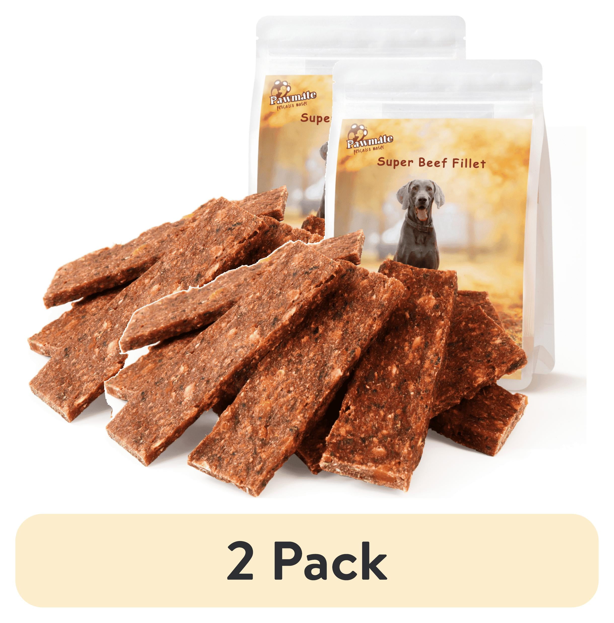 (2 pack) Pawmate Beef Sweet Potato Dog Treats, Jerky Treats with Oats Healthy Chewy Training Snacks for All Dogs, 12 Count