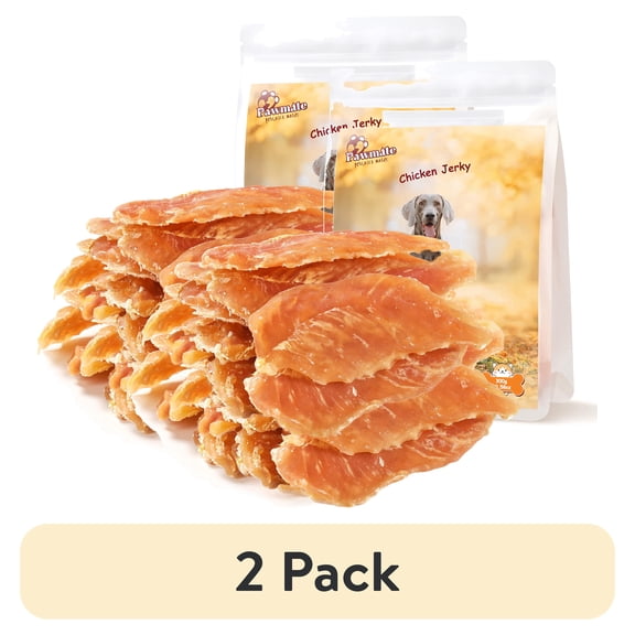 (2 pack) Pawmate Chicken Jerky Dog Treats, High Protein Pure Chicken Snacks for Small Medium Large Dog, 11 oz