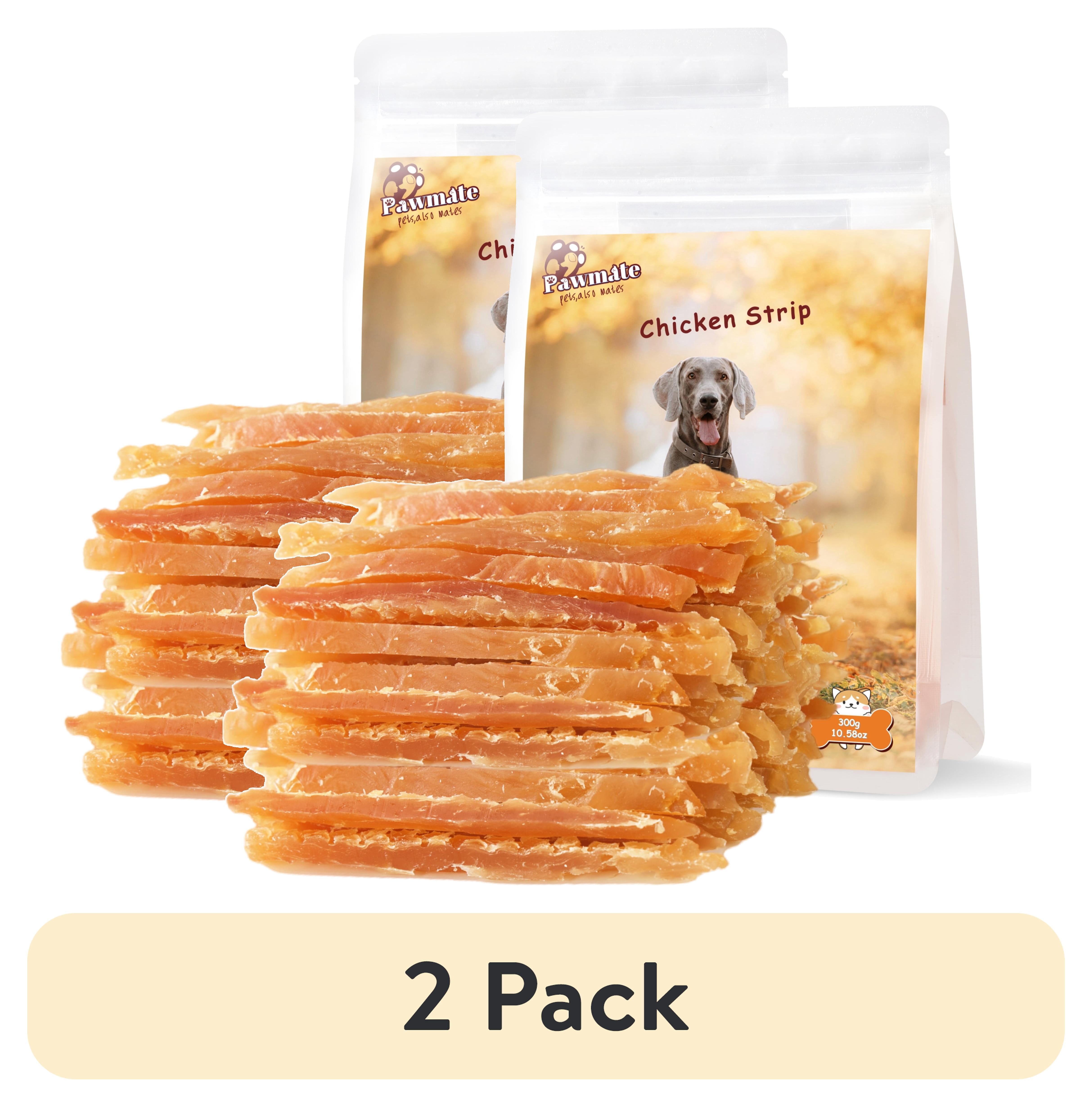 (2 pack) Pawmate Chicken Jerky Dog Treats, High Quality Premium Jerky Snacks for Small Medium Large Dog, 11 oz