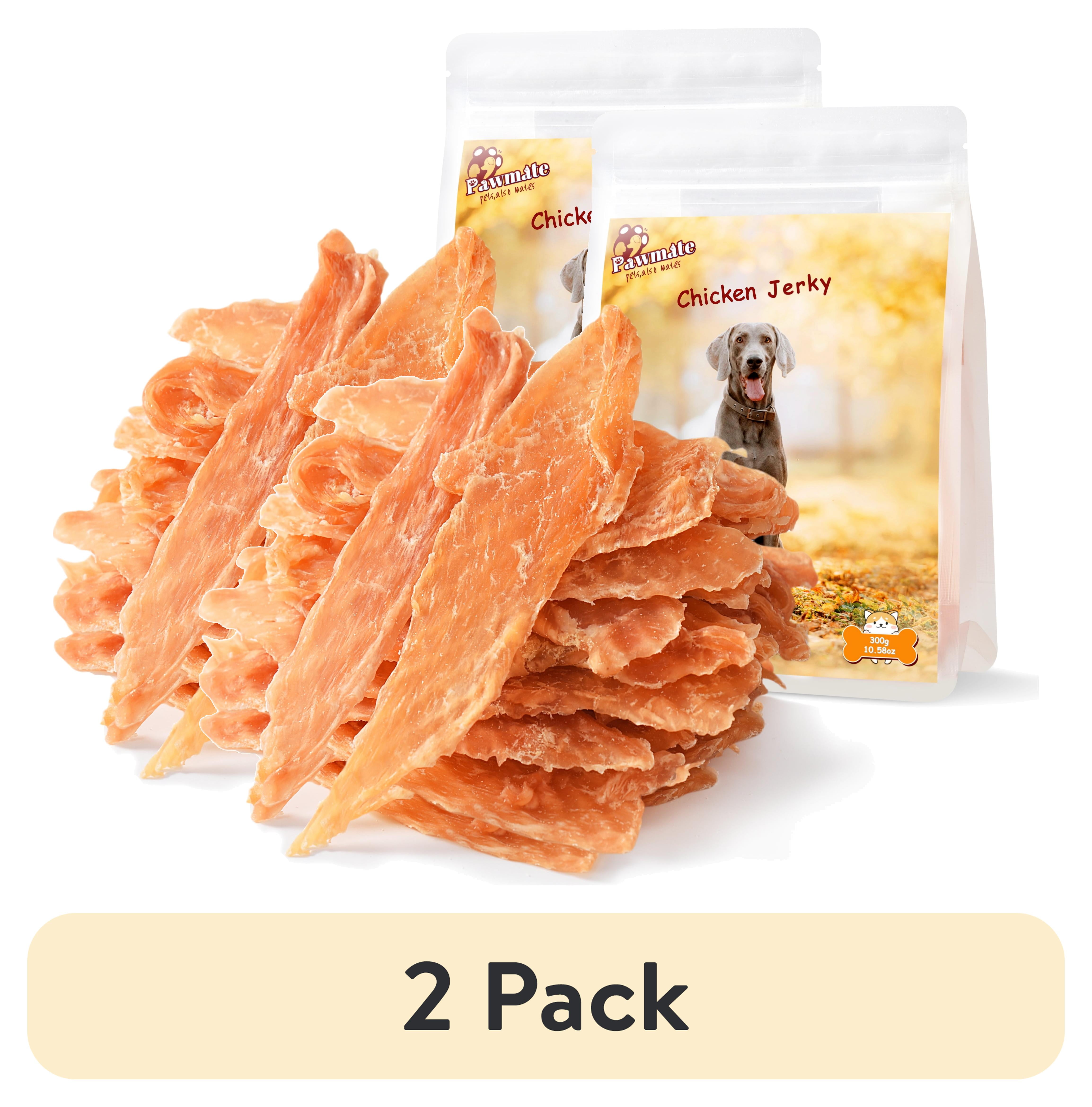 (2 pack) Pawmate Chicken Jerky Dog Treats, Pure & Tasty Jerky for Small Medium Large Dogs, 11oz