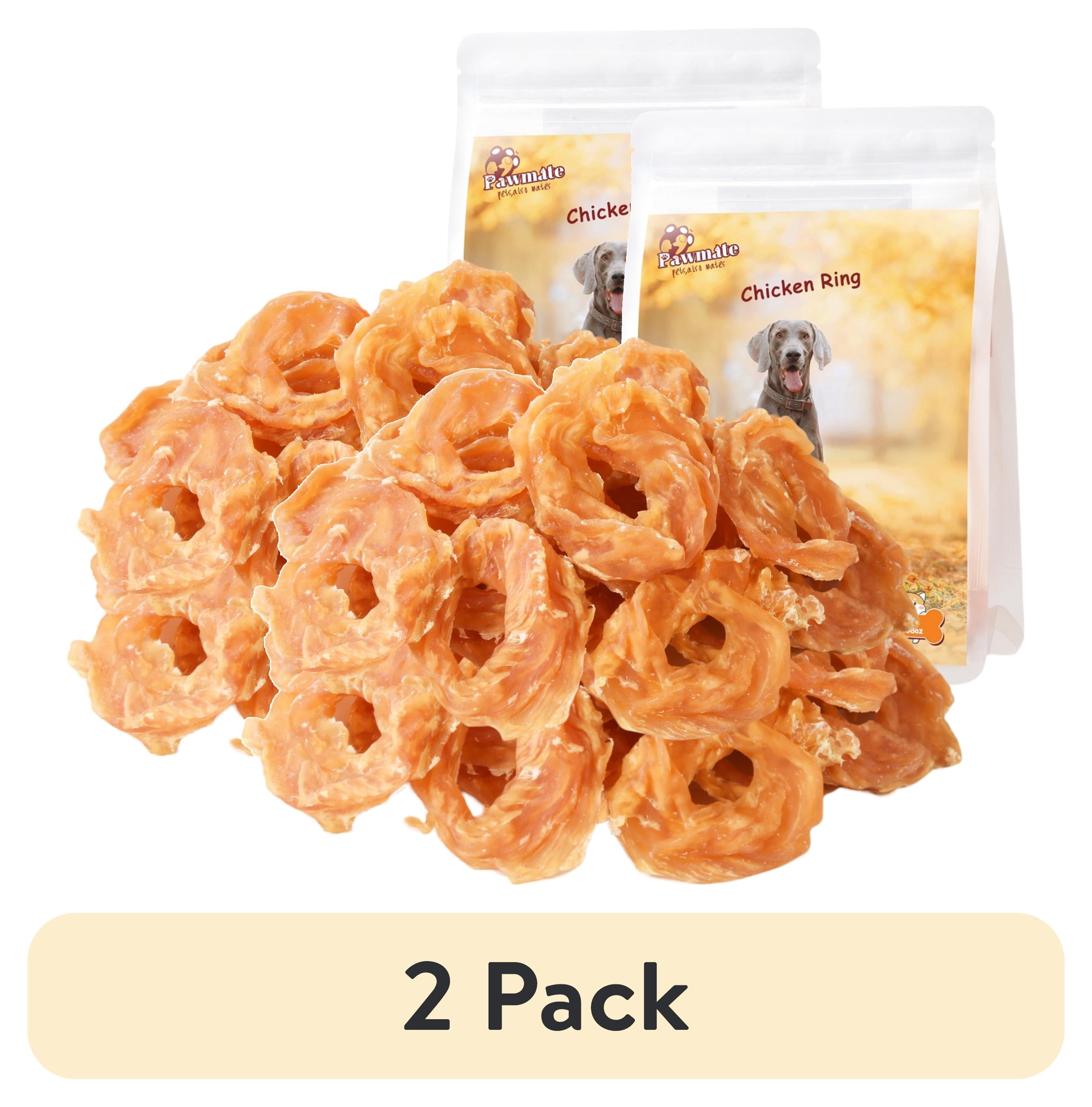 (2 pack) Pawmate Chicken Jerky Dog Treats, Chicken Jerky Rings for All Dogs, 23 ct Packet