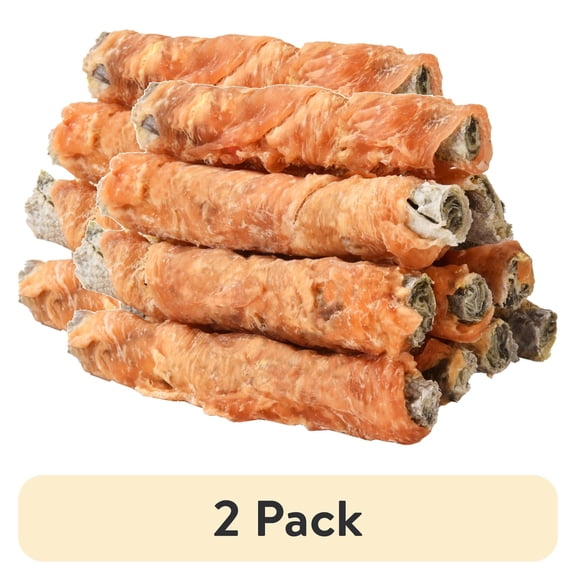 (2 pack) Pawmate Chicken Wrapped Cod Fish Skin Stick Dog Treats, Omega3 Cod Twist Dog Chews, Teeth Cleaning for All Dogs, 11 oz