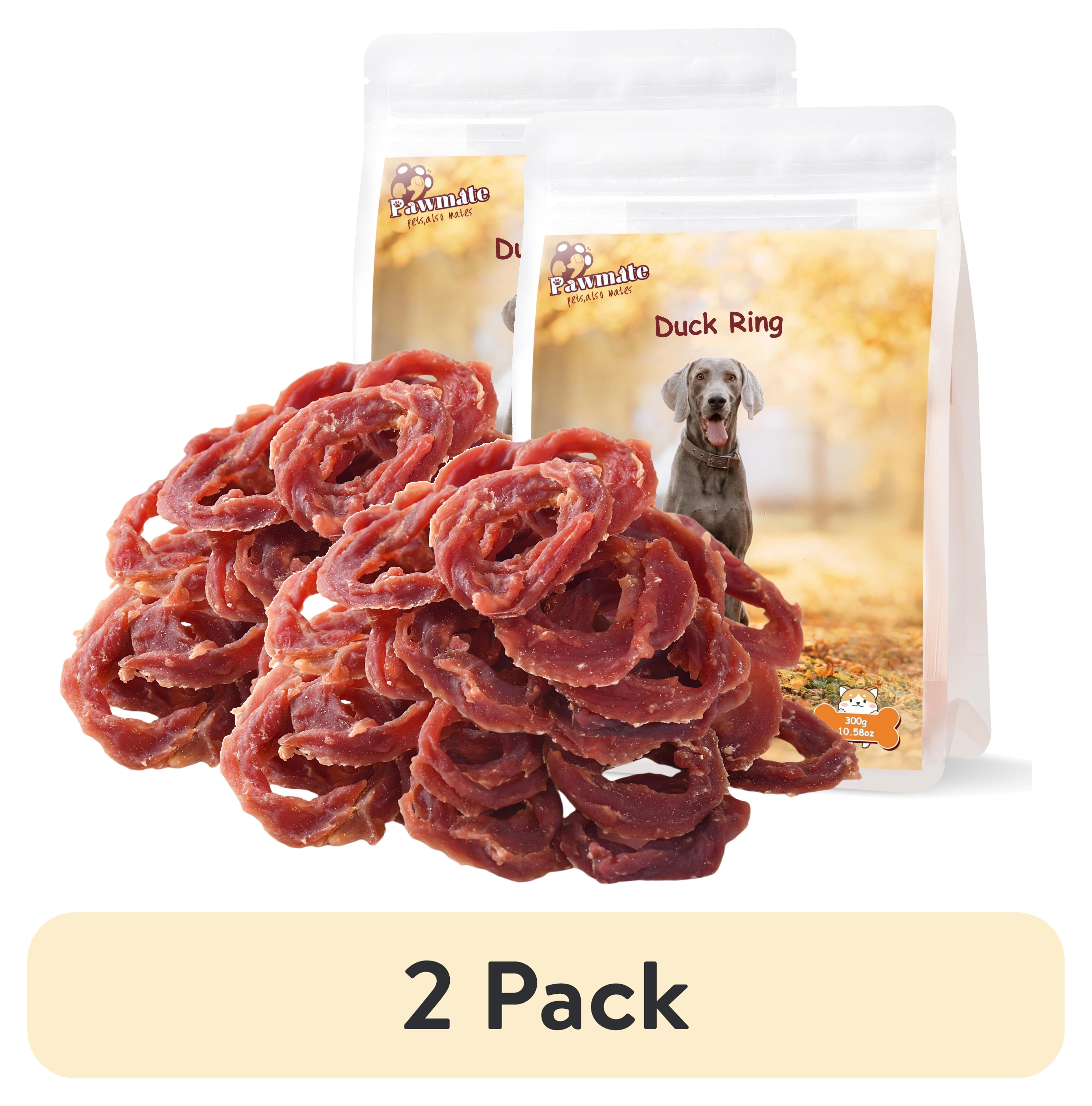 (2 pack) Pawmate Duck Jerky Dog Treats, Duck Jerky Rings for All Dogs, 23ct Packet
