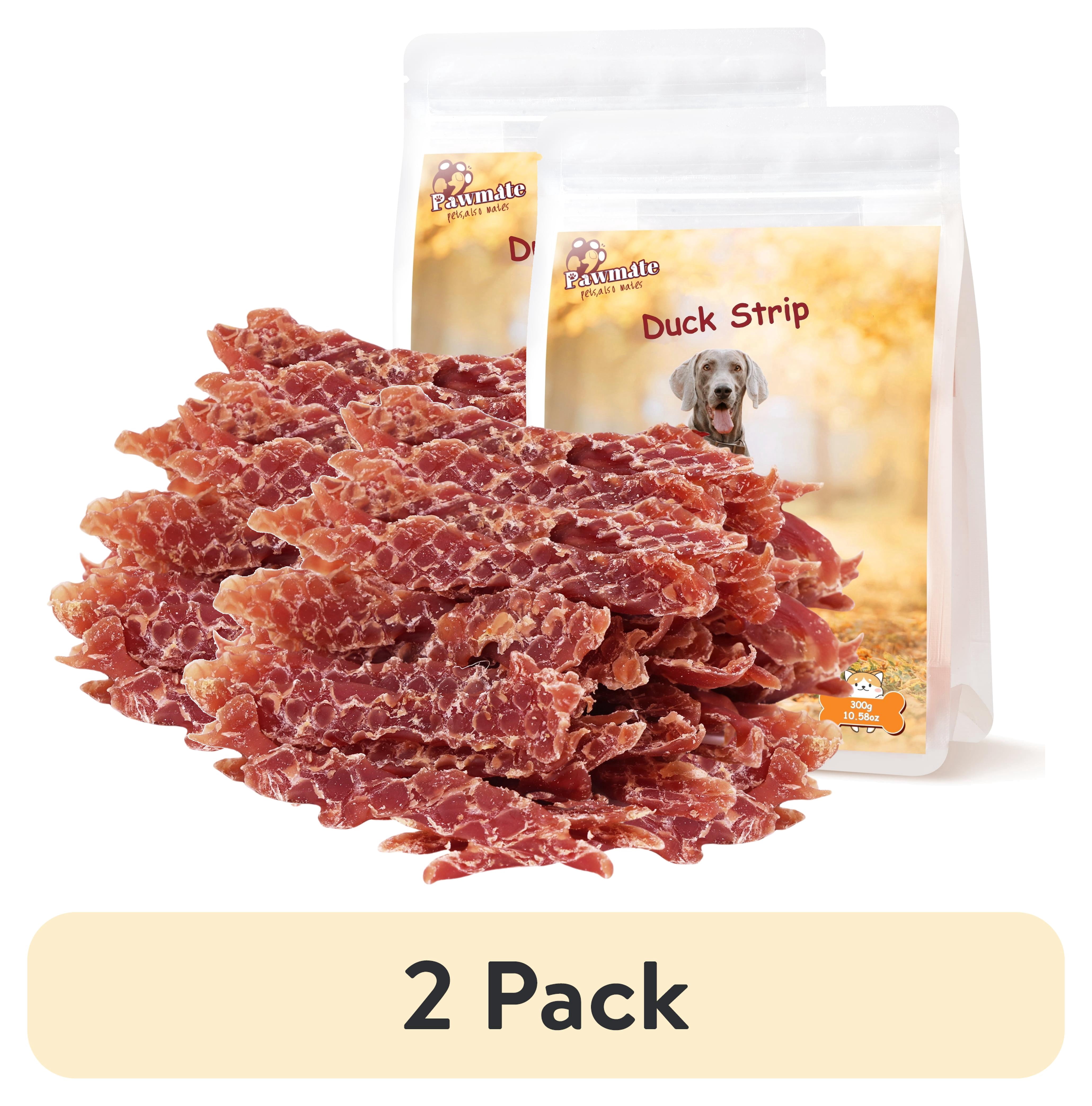 (2 pack) Pawmate Duck Jerky Dog Treats, Premium Jerky Healthy Snacks for Small Medium Large Dogs, 27-30ct Bag