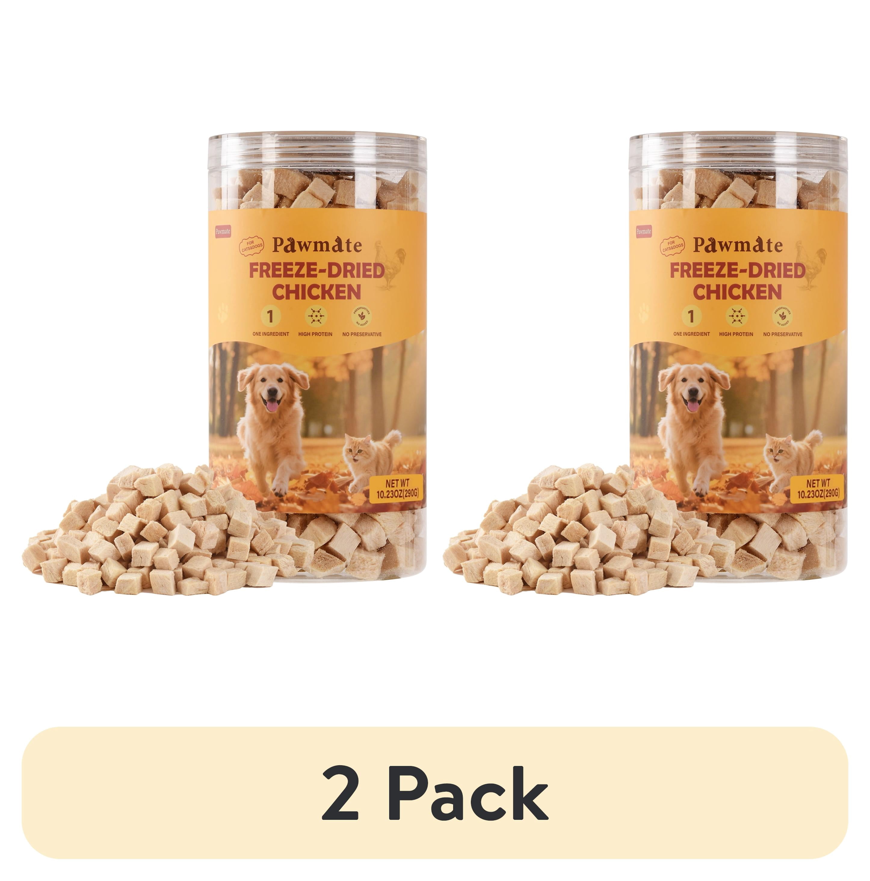 (2 pack) PAWMATE Freeze Dried Chicken Treats for Dogs & Cats, Healthy Single Ingredient, High Protein Snacks for Training, 10.23oz