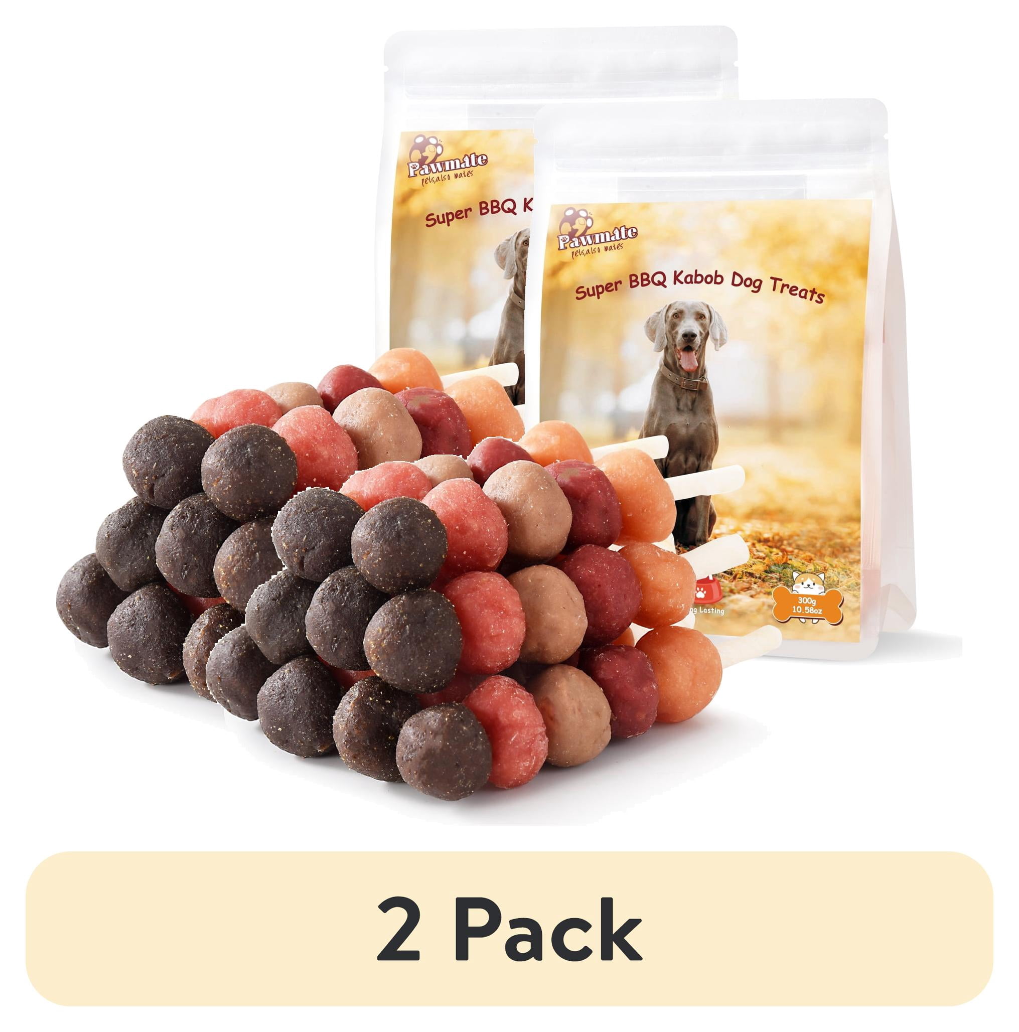 (2 pack) Pawmate Kabob Dog Treats, Chicken Beef Duck Rabbit and Salmon Dog Treats for Dogs, 10.6oz