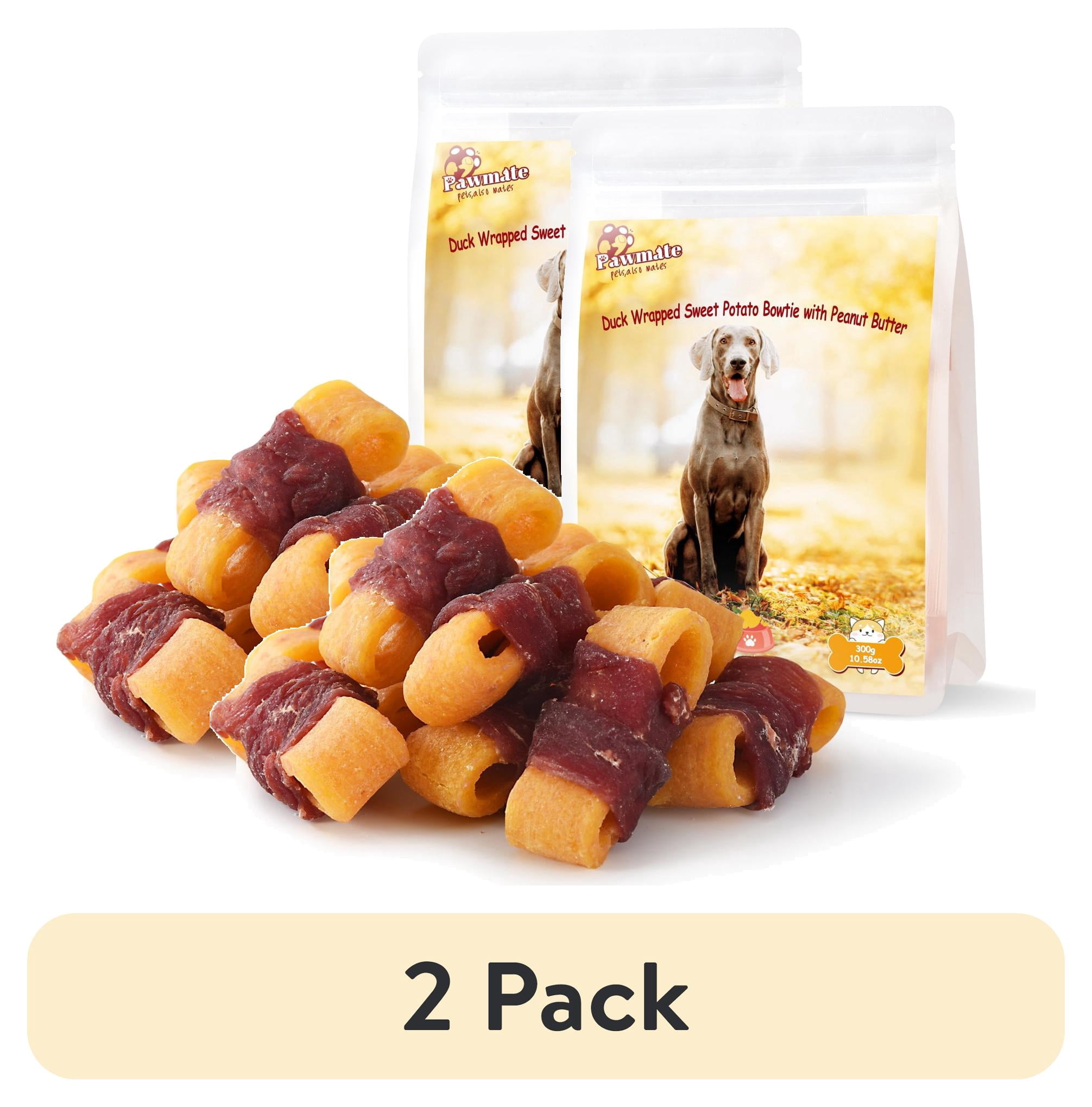 Image showcasing (2 pack) Pawmate Sweet Potato Dog Treats, Natural Duck Jerky Peanut ...