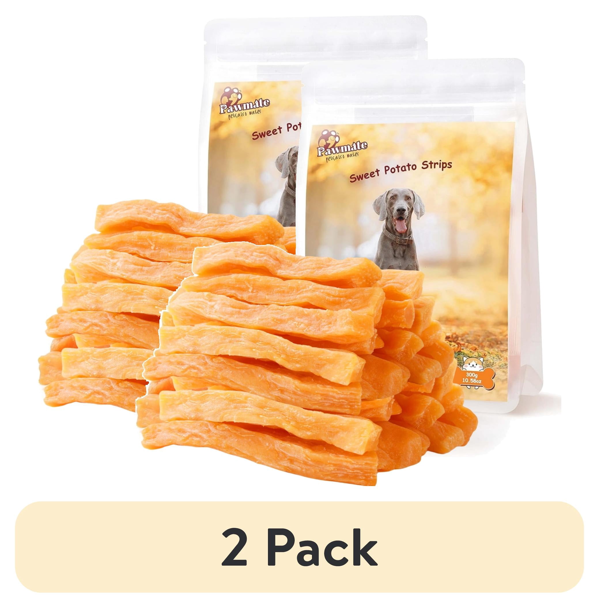 (2 pack) Pawmate Sweet Potato Dog Treats, Promote Digestion Soft Chews for All Dogs, 30 ct Packet