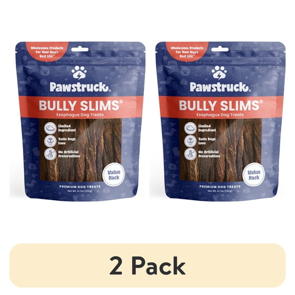 (2 pack) Pawstruck Natural Beef Bully Slims Gullet Chew Sticks for Dogs, 4.7 oz Value Pack