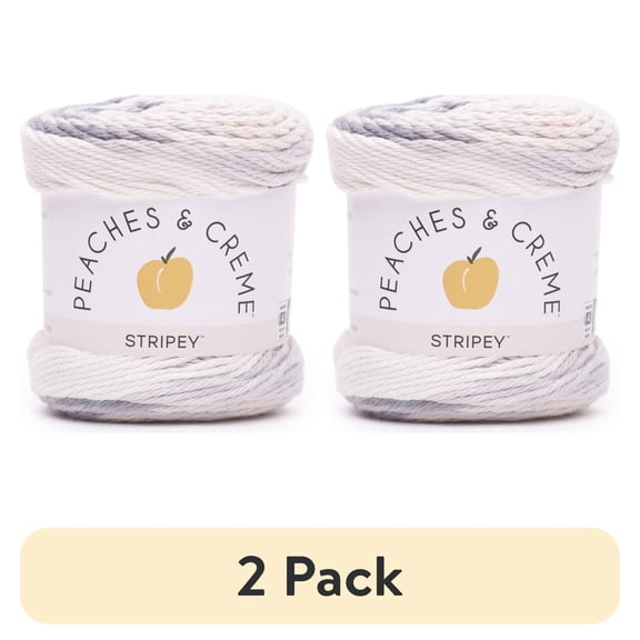 (2 pack) (2 pack) Peaches & Crème Stripey Cotton Yarn, (56.7g/2oz), Linen