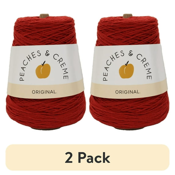 (2 pack) Peaches & Creme Cotton Cone Red Yarn, 14 Oz.