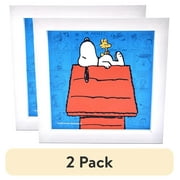 (2 pack) Peanuts Snoopy Woodstock Panels Gel Coat 6" x 6" Framed MDF Modern Wall Art