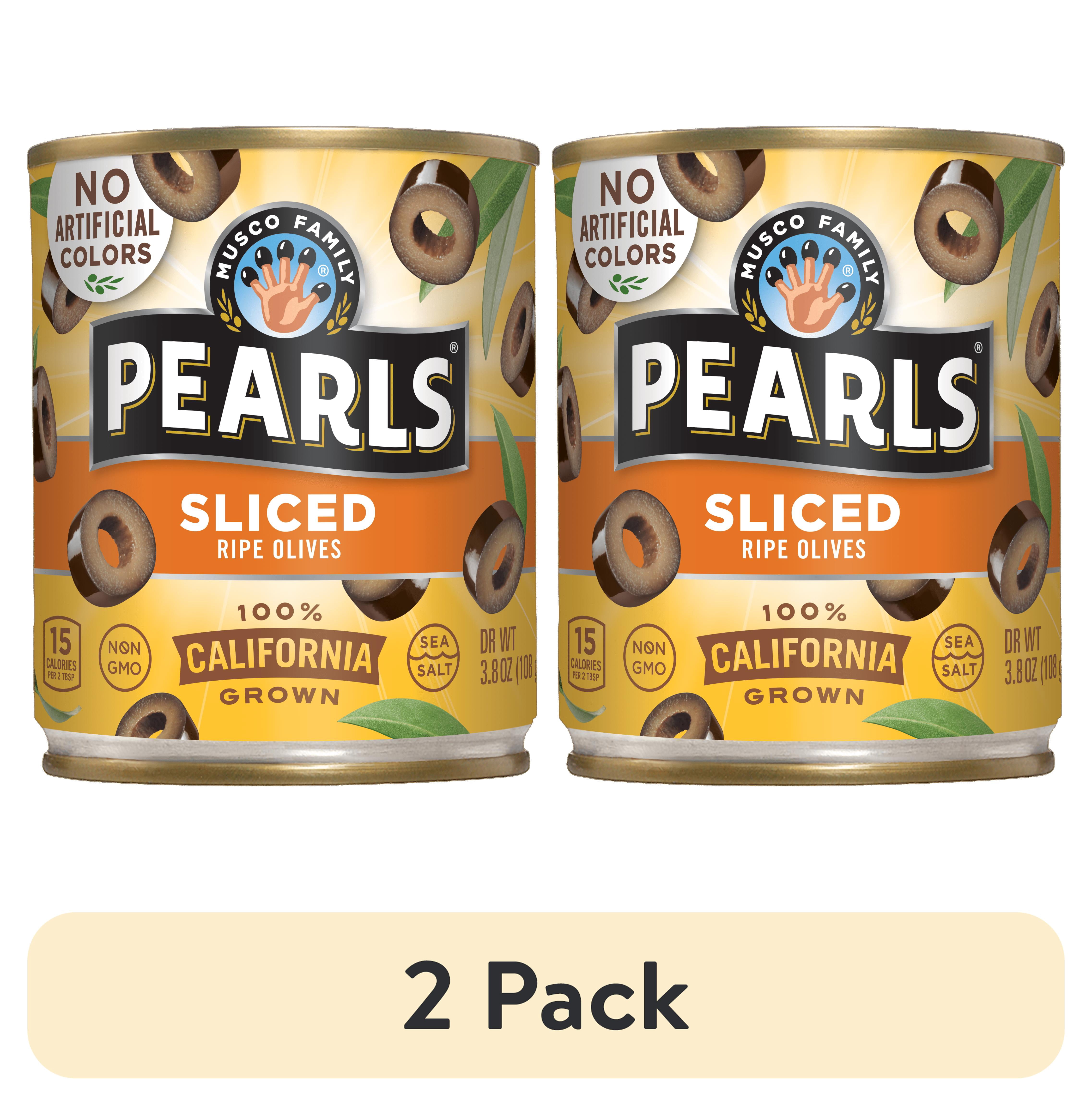 (2 pack) Pearls Sliced Black Ripe Olives, 3.8 oz. Can. No Artificial Colors. Major Allergens Not Contained.