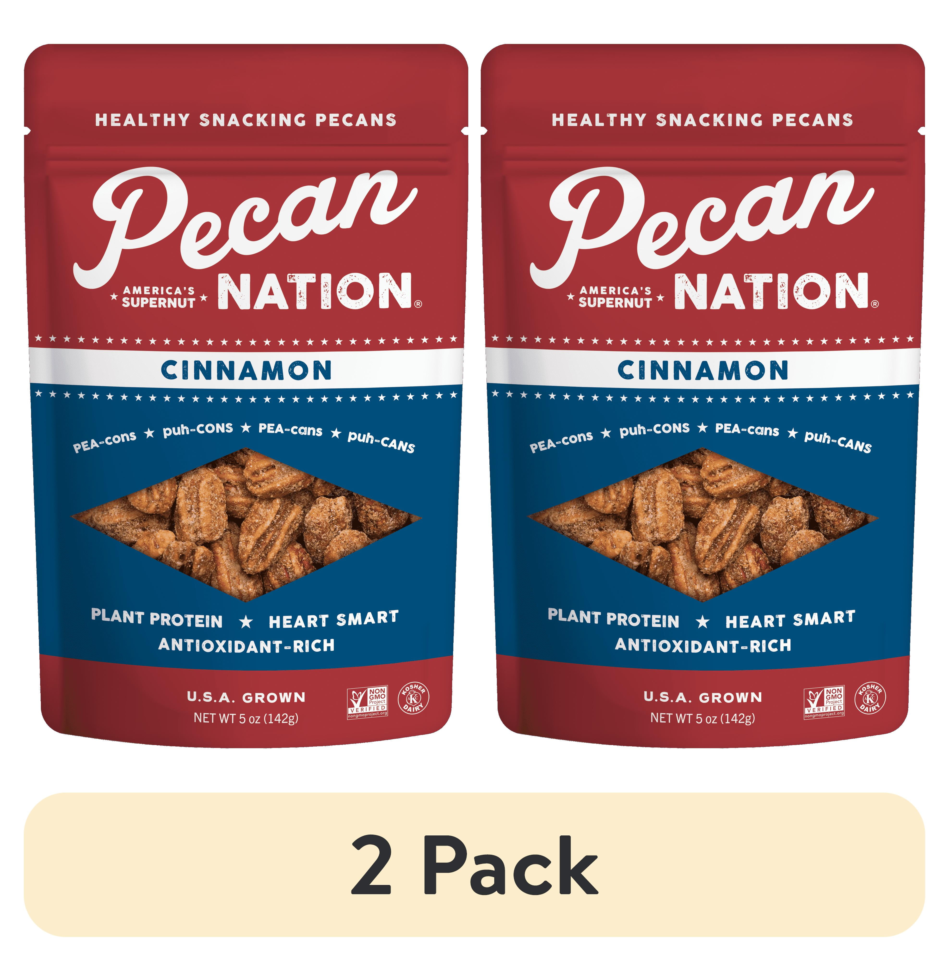(2 pack) Pecan Nation Cinnamon Snacking Pecans, 5oz Resealable Bag, Non-GMO, Gluten Free, Nothing Artificial