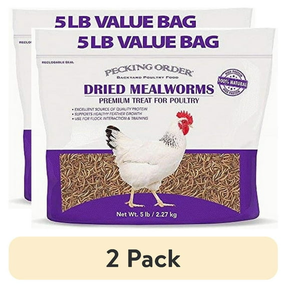 (2 pack) Pecking Order Dried Mealworms Backyard Chicken Treat, 5 lb. Poultry Feed & Treat. Value Size!