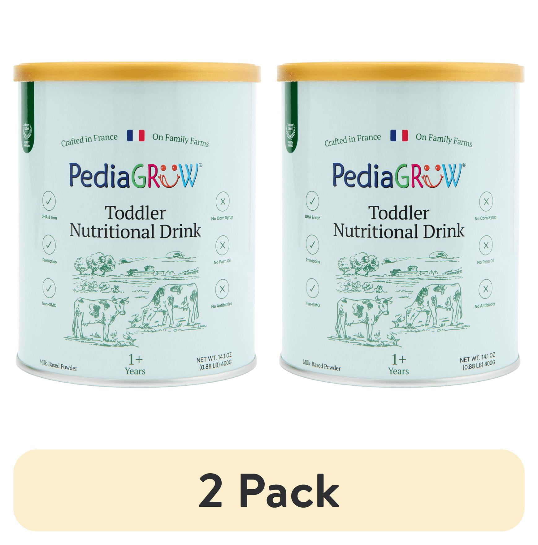 (2 pack) PediaGROW Toddler Formula, European, Nutritional Drink Powder with Grass-Fed Milk, Clean-Label and Non-GMO, 14.1 oz Can