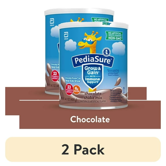 (2 pack) PediaSure Grow & Gain Shake Mix Powder, Chocolate, 14.1 oz Can, 8 Servings