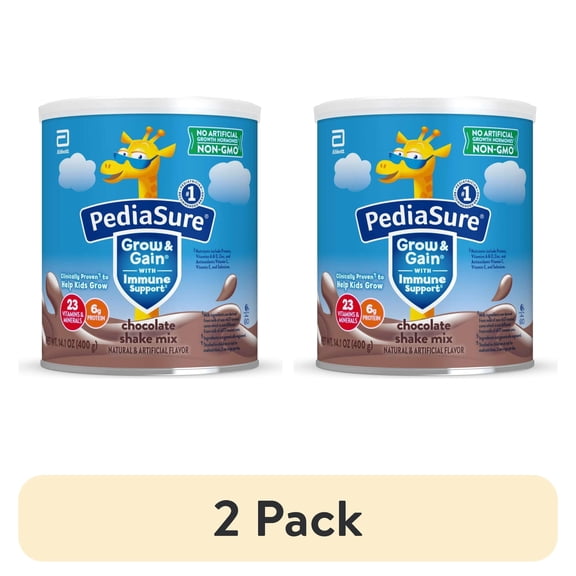 (2 pack) PediaSure Grow & Gain Shake Mix Powder, Chocolate, 14.1 oz Can, 8 Servings
