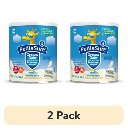 (2 pack) PediaSure Grow & Gain Shake Mix Powder, Vanilla, 14.1 oz Can, 8 Servings