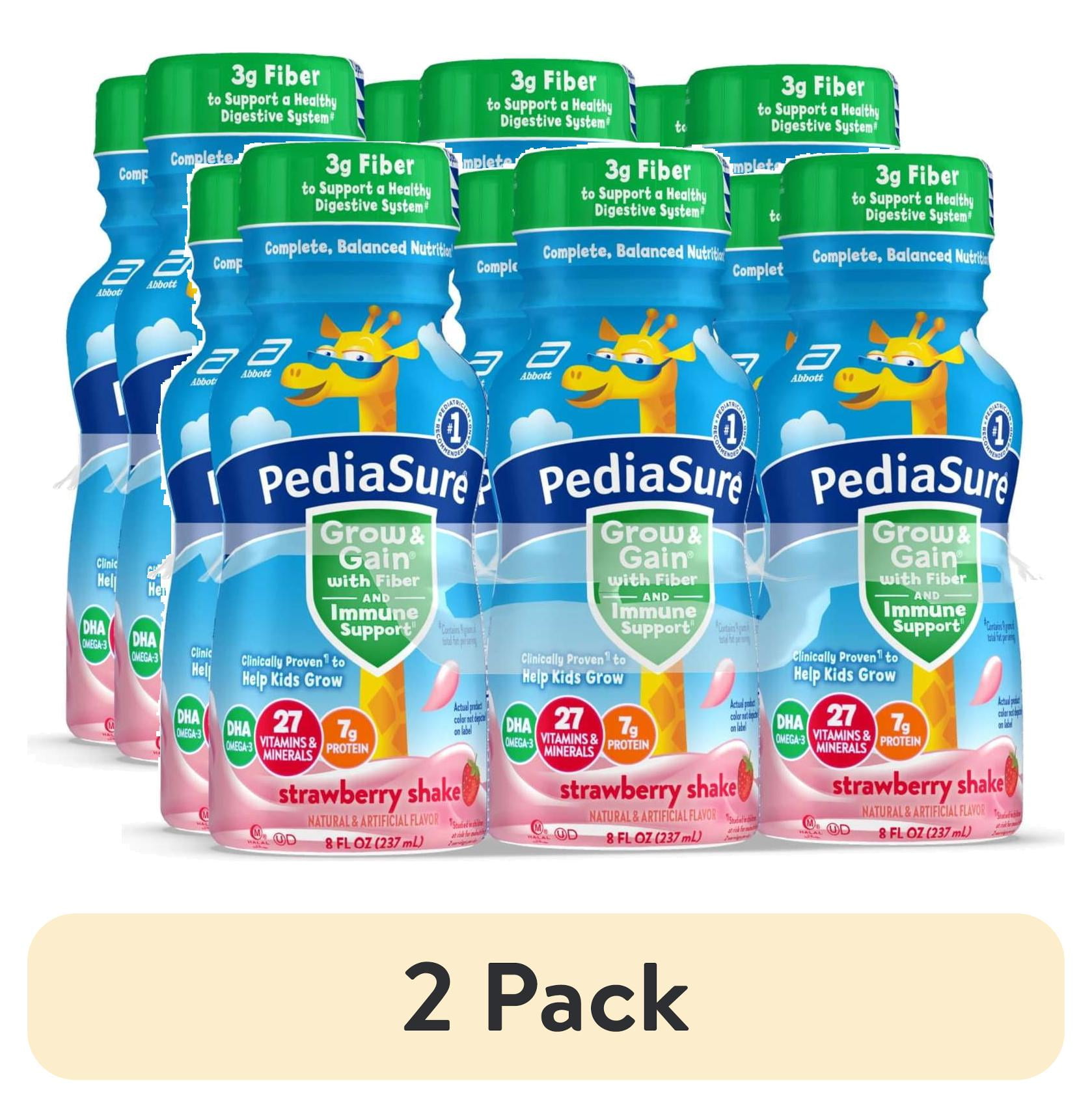 (2 pack) PediaSure Grow & Gain with Fiber & Immune Support, Strawberry, 8-fl-oz Bottle, Pack of 6