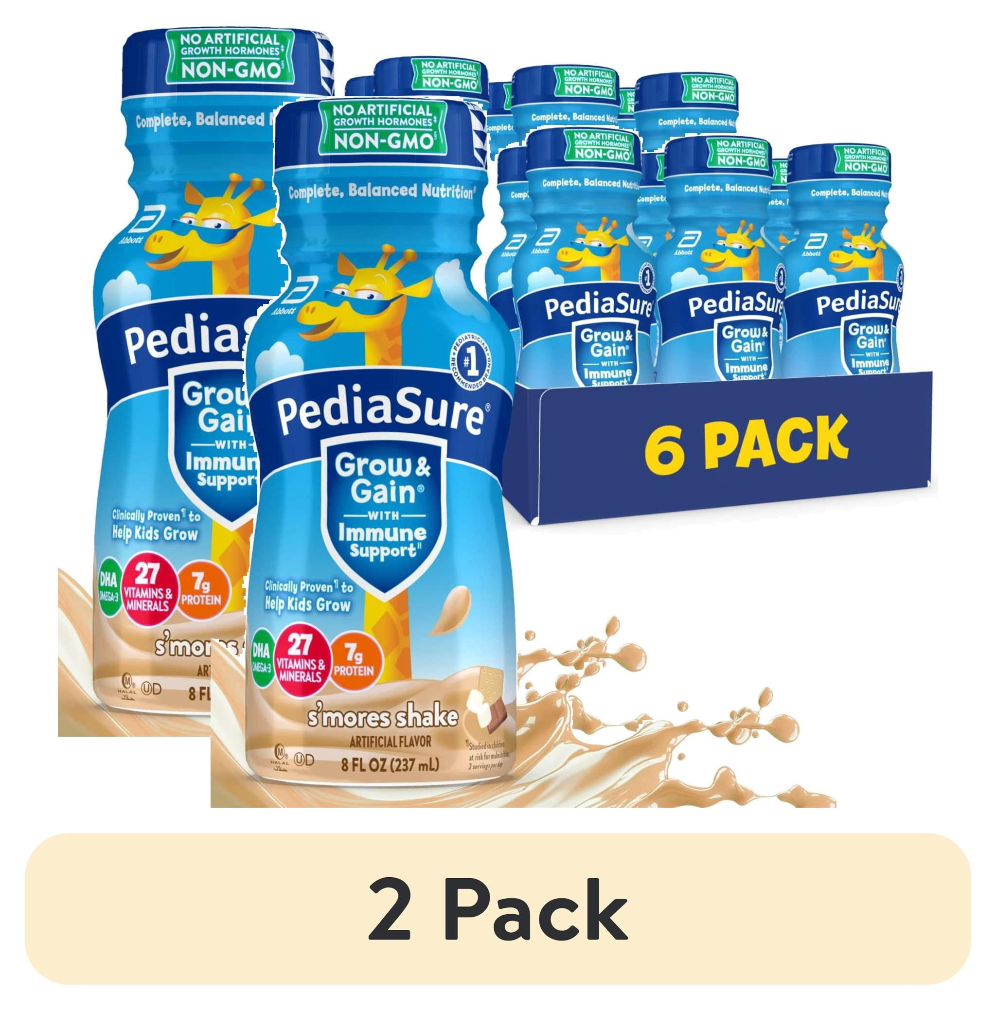 (2 pack) PediaSure Grow & Gain with Immune Support, 7g Protein, S'mores, 8-fl-oz Bottle, Pack of 6